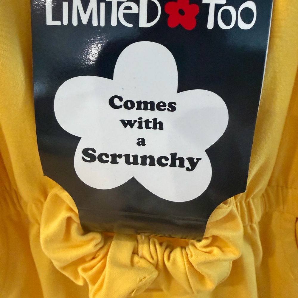 Limited Too NWT Yellow Smoked Romper Size 2T includes matching Scrunchie - Picture 5 of 6